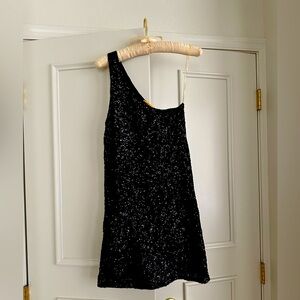 Alice and Olivia mini sequins one shoulder mini dress.